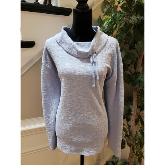 Chico's Sweaters - Weekends By Chico's Women's Blue Cowl Neck Drop Shoulder Drawstring Sweater L